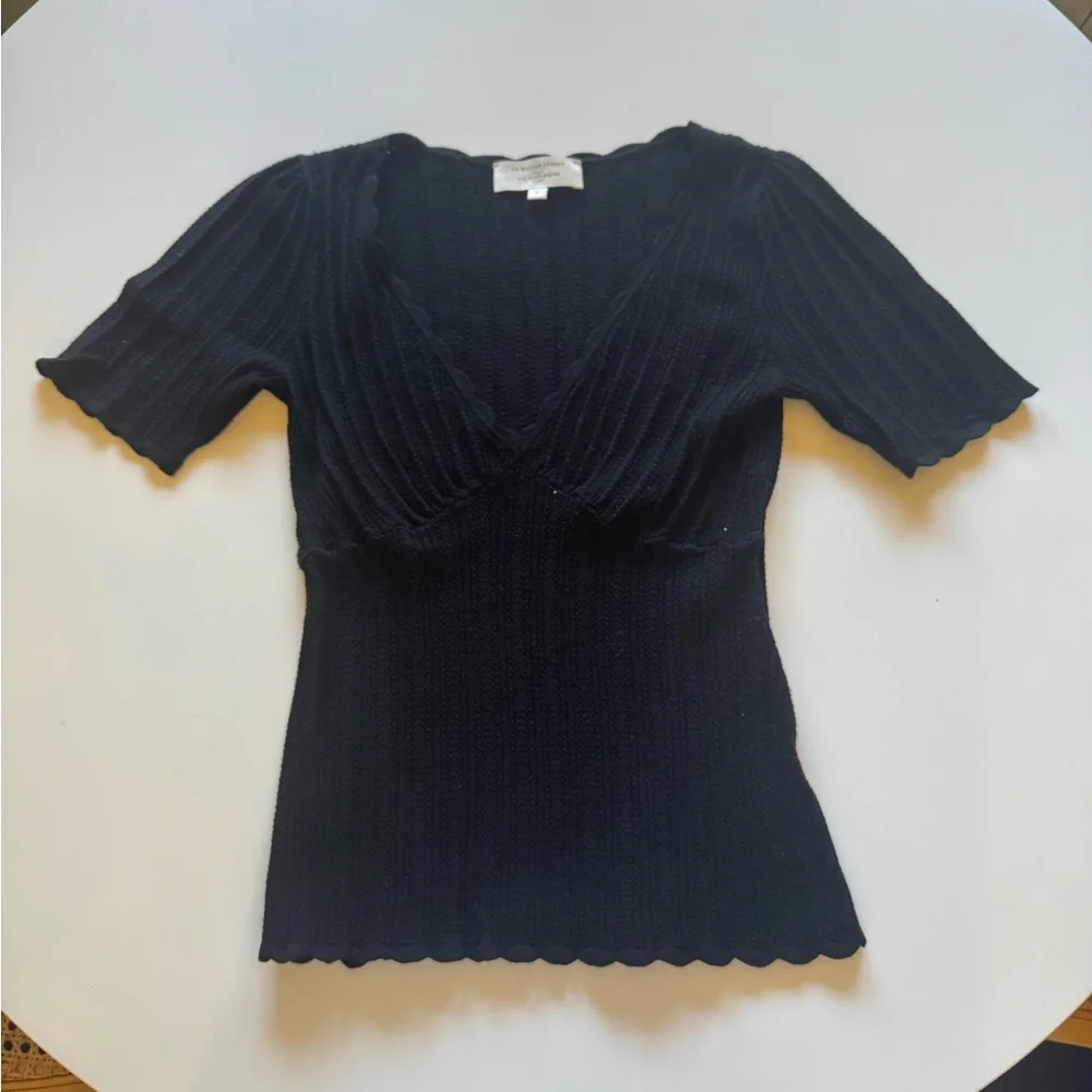 Sezane Black Ribbed Women's Blouse - Picture 5 of 11